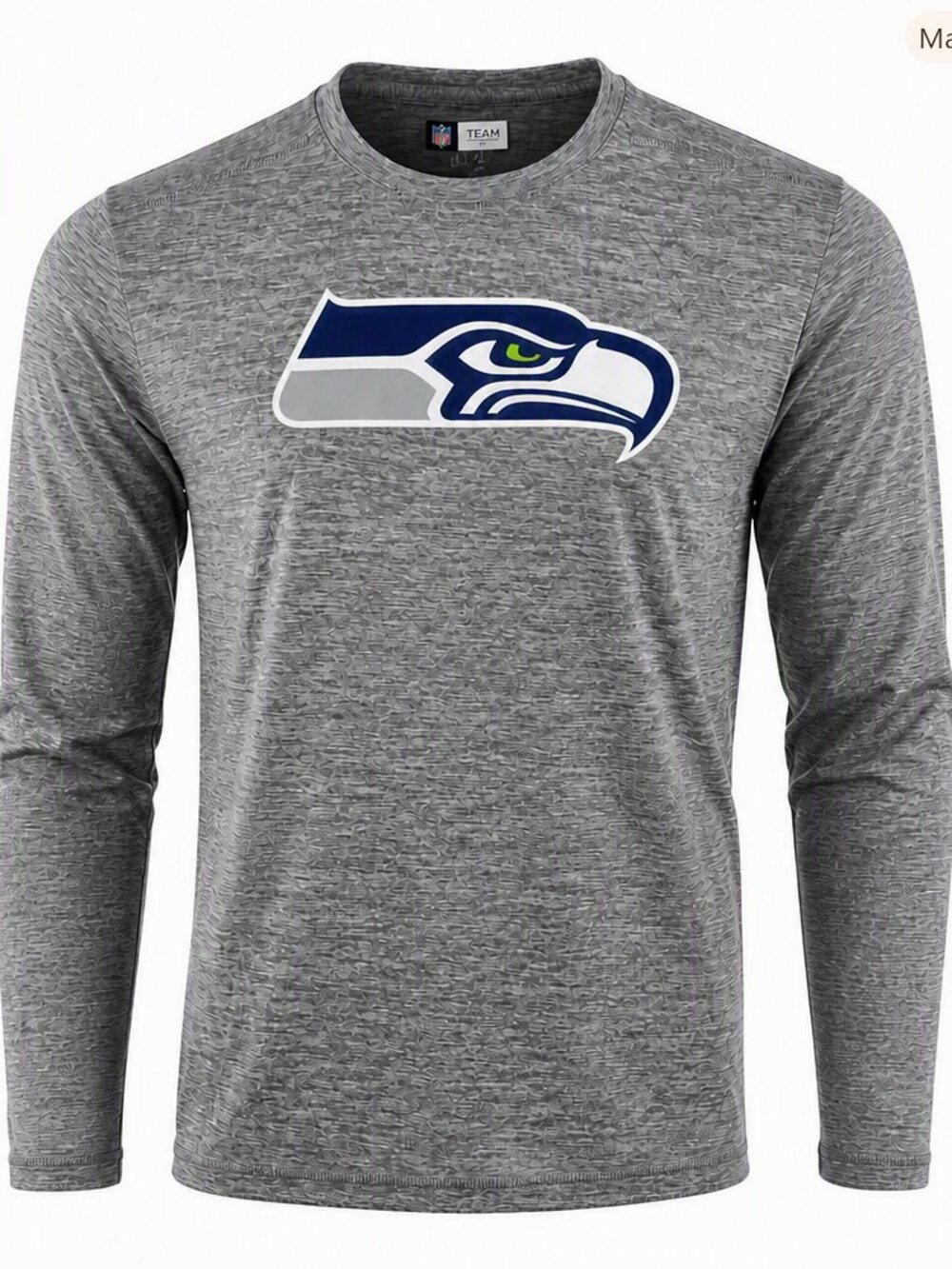 Men's NFL Seattle Seahawks Team Apparel Gray Long Sleeve Shirt Size Medium